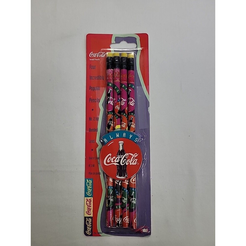 VINTAGE‎ 4 COKE COCA COLA #2 PENCILS Pentech 1995 Made In USA Pop Soda